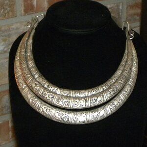 Antique Miao Hmong Tribal Silver Ceremonial Choker Collar Necklace